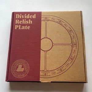 Longaberger relish tray divided Heritage green & ivory w/ box